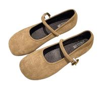 lip On Pumps Size 4 Women's Soft Leather Flat Light Steps Elegant Walking Flat Wedding Shoes Wide Fit (Khaki, 5.5)