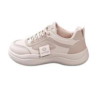 lip On Womens Trainers Women Hundred with Thick Bottom Sneakers Casual Board Shoes Old Dad Shoes Classic Nylon Sneaker Womens (Khaki, 6)