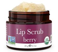 Lip Scrub, Berry Flavor - Organic Exfoliating Sugar Scrubs, Exfoliator for Chapped Dry Lips, Moisturizes With Fresh, Natural Ingredients; Best Before Balm; for Men and Women (1 Container)