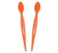 Lip Scrub Brush,Double-Sided Silicone Exfoliating Lip Brush Tool for Smoother and Fuller Lip Appearance,Orange,2pcs