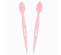 Lip Scrub Brush,Double-Sided Silicone Exfoliating Lip Brush Tool for Smoother and Fuller Lip Appearance,Pink,2pcs