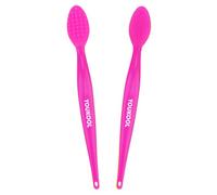 Lip Scrub Brush,Double-Sided Silicone Exfoliating Lip Brush Tool for Smoother and Fuller Lip Appearance,Fuchsia,2pcs