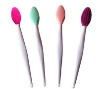 Lip Scrub Brush Lip Brush Lip Exfoliator Brush Silicone Exfoliating Brush Silicone Lip Exfoliator Scrub Lip Scrubber Tool Mini Exfoliating Brush Set Lip Scrubber For Women (4pcs)