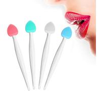 Lip Scrub Brush Tool,Double-Sided Silicone Exfoliating Lip Brushes Kits,Gentle Lip Exfoliator Scrubber Brush for Smooth,Soft,Bright,Fuller Healthy Lips (4 Colors)