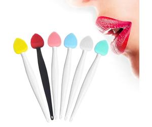 Lip Scrub Brush Tool,Double-Sided Silicone Exfoliating Lip Brushes Kits,Gentle Lip Exfoliator Scrubber Brush for Smooth,Soft,Bright,Fuller Healthy Lips (6 Colors)