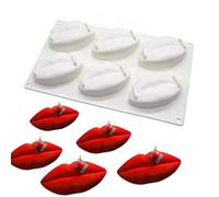 Lip Silicone Mould French Mousse Cake Molds 3D Bakeware DIY Mould, 6 Holes Lip Shape