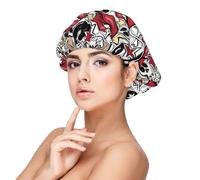 lip skull Silk Bonnet for Sleeping Women Men - Adjust Satin Bonnet for Sleeping, Soft Comfrt Hair Bonnet for Sleeping