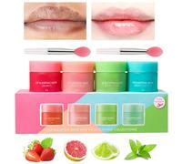 Lip Sleeping Mask, 4 Pcs Lip Balm Set Day and Night Repair Nourize & Hydrate Lip Masks Lip Care for Women Men Chapped Cracked Dry Lips