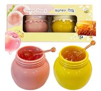 Lip Sleeping Mask Lip Mask, Honeybalm Natural Lip Plumper and Lip Care Serum, 2 Pcs Honey+Peach Bee Balm, Moisturizing Lip Mask Hydrating & Reduce Fine Lines Lip