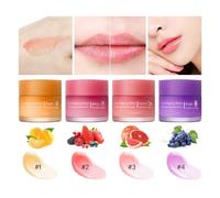 lip Sleeping mask, Lip Mask Lip Care Moisturizing Fruit Overnight Lip Balm Lip Skincare Lip Oil, Lip Skin Care, Hydrating Nourishing Sleep Anti-chapped Lip Cream for Women Men (4pcs)