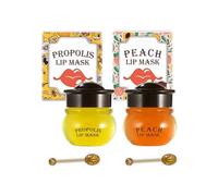 Lip Sleeping Mask Moisturizing Lip Mask Skincare Lip Balm Set, 2 Pcs Peach+Honey Bee Balm Lip Mask for Day&Night Lip Care, Lighten Dark Lip Color Reduce Lip Lines, Repair,Prevent Dry Crack