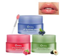 Lip Sleeping Mask Set, 3 PCS Moisturizing Strawberry Lip Mask, Day and Night Repair Lip Balm for Chapped Cracked Dry Lips, Nourishing & Hydrating Lip Masks Lip Oil Overnight Lip Care
