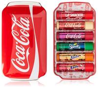 Lip Smacker, Coca-Cola Collection, Assorted Flavors | Gift set with 6 flavored lip balms and a red sleep mask, featuring Fanta and Sprite varieties for daily lip care