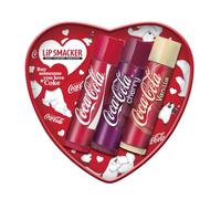 Lip Smacker Coca-Cola Heart Lip Balm Set, 3 Lip Balms for Children with Original Coca-Cola Flavor, Transparent and Hydrating Formula