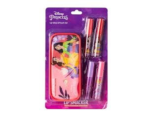 Lip Smacker Disney Princess Lip Gloss Set, Makeup Set for Girls with 4 Colorful Lip Glosses, Included Zip Pouch