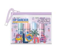 Lip Smacker, Disney Stitch Lip Balm Beauty Case for Kids, 4 Flavours, 16g | Disney Stitch Travel Bag, 4 Flavoured Lip Balms, Nourishing Formula, Reusable Zip Pouch