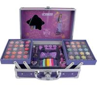 Lip Smacker Disney Wish Makeup Traincase, Disney Makeup Case for Kids, 50+ Pieces Makeup for Face, Lips, and Nails with Beauty Accessories for Hair and Makeup Included