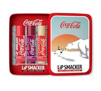Lip Smacker Lip Balm Tin Trio, 3-Piece Kids Lip Balm Gift Set, Holiday-Themed Coca Cola Edition, Moisturizing and Easy-to-Apply, Infused with Castor Seed Oil, Coca Cola