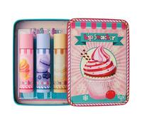 Lip Smacker Lip Balm Tin Trio, 3-Piece Kids Lip Balm Gift Set, Pastry Edition, Moisturizing and Easy-to-Apply, Infused with Castor Seed Oil
