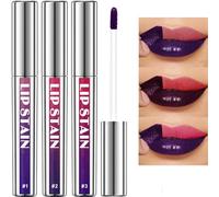 Lip Stain Makeup Set, 3 Pieces, Peel-off Matte Finish, Long-lasting Waterproof, Purple and Pink Shades