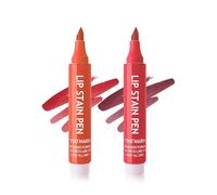 Lip Stain Pen Waterproof 2 Pieces Red Burgundy Smooth Matte Lip Liner Tattoo Long Wear, Highly Pigmented Smudge-proof Lipstick Lip Liner, Emergency Stick Cup Lip Makeup Pencil, Natural Tattoo Effect