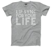 Lip Sync for Your Life - Mens and Youth Unisex T-Shirt - Drag Queen Race M Grey
