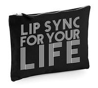 Lip Sync for Your Life - Zip Bag Costmetic Make up Bag Pencil Case Accessory Pouch - Drag Queen Race L Black