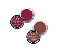 Lip Tint & Cheek Tint Multipot Combo (Raspberry Pink & Caramel Brown) with Richness of Jojoba Oil and Vitamin E for Lips, Eyelids and Cheeks