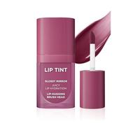 Lip Tint Glossy Mirror Long Lasting Lip Stain with Hydrating Formula Smudge Proof Kiss Proof Lightweight Non Sticky High Pigment Buildable Color 24hr Color Lock Doe Foot Applicator (PLUM RED)