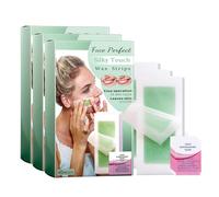 Lip Upper Wax Strips Kit for Facial Hair Removal - 40 Strips, 4 Calming Oil Wipes - Double-Side Wax Strip Hair Removal, Eyebrow Waxing Depilatory Tape for Sensitive Skin (3)