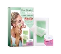 Lip Upper Wax Strips Kit for Facial Hair Removal 40 Strips, 4 Calming Oil Wipes - Double-Side Wax Strip Hair Removal, Eyebrow Waxing Depilatory Tape for Sensitive Skin