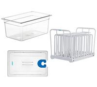 LIPAVI Sous Vide System Model NXC15-UNIR - with C15 Container, N15X Rack and an Universal lid - fits virtually any sous vide machine up to 2.755 inches (70mm) in diameter