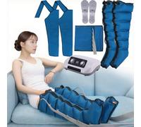 Lipedema Legs Treatment Massager with 6 Air Chambers, Pressotherapy Boots for Waist Leg Lymphedema Circulation Swelling Relax Pain Relief, Timed and Adjustable Pressure (Blue, 2legs+2arms+Waist)
