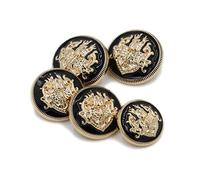 Lipfer 10pcs 15mm Metal Buttons Gold Black for Sewing Knitting Coat Diy Double Lions Elegant Buttons