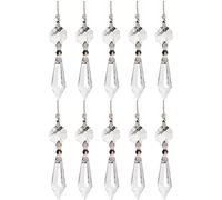 Lipfer 10pcs 38mm Chandelier Crystals Replacement Parts Prisms Pendants Hanging Clear Icicle Drop with Glass Octagon Beads for Chandelier Decoration