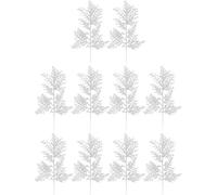 Lipfer 10pcs Glitter Artificial Plants Pine Branches Xmas Tree Hanging Ornament Leaf Christmas Decoration for Home