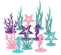 Lipfer 12 Pcs Ocean Mermaid Party Decoration Diy Felt Table Centerpiece for Under the Sea Little Mermaid Theme Baby Shower Birthday Wedding Party Supplies