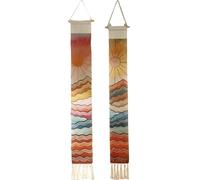 Lipfer 2 Pack Bohemia Sunrise Tapestry Abstract Ocean Waves Wall Hanging with Tassels Vertical Nature Wall Decor for Living Room Bedroom Bathroom Long Narrow Wall Tapestry