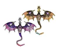 Lipfer 2 Pcs Brooch Pin Vintage Rhinestone Flying Dragon Brooch Lapel Pin Clothing Hat Bag Accessories for Men and Women