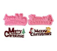 Lipfer 2 Pcs Merry Christmas Cake Fondant Mold Silicone Sugar Craft Gum Paste Mould Cake Topper Border Decorating Tool Kitchen Baking Tools