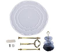 Lipfer 3 Layers Fruits Trays Resin Dishes Mould, Cupcake Stand Molds Silicone Epoxy Casting Crystal Clay Coaster Mould with 3 Tier Tray Support for Home Party Decoration