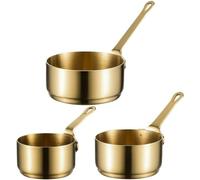 Lipfer 3 Pcs Stainless Steel Saucepan Small Cooking Pot Milk Pan Coffee Warmer Chocolate Butter Melting Pots Mini Condiment Sauce Cups with Handle