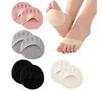 Lipfer 5 Pairs Five Finger Half Feet Boat Socks Women Spring Summer Thin Invisible Weave Ice Silk Foot Pad Toe Open Toe Socks