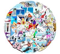 Lipfer 50pcs Cool Ski Stickers for Kids Teens Adults Stickers Pack for Notebooks Wall Stationery Snowboard Waterproof Sticker