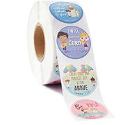 Lipfer Bible Stickers for Kids, 500pcs 1 Inch Adhesive Jesus Stickers Scripture Quotes for Church Activities, Sunday School Supplies