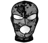 Lipfer Black Lace Masquerade Full Face Veil Mask Gothic Hollow Out See Through Hood Head Cover Party Eyemask for Men Women