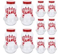 Lipfer Bottles, Snowman Beverage Bottle with Mini Scarves Empty Christmas Milk Drink Containers 10pcs Smoothies Water Bottles Xmas Clear Candy Jar