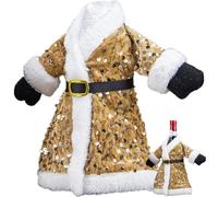 Lipfer Christmas Wine Bottle Covers Glitter Sequin Santa Claus Coat Wine Bottle Decorations Reusable Wine Bottle Covers for Xmas Party Supplies