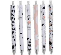 Lipfer Cute Cow Pens, Retractable Gel Pens, Black Gel Ink Pens, 0.5mm, Point, Perfect for Office School Supplies Gifts for Boys Girls