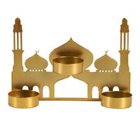 Lipfer Eid Candlestick 1pc Ramadan Decoration Candle Holder Metal Gold Islamic Muslim Candle Stand for Ramadan Kareem Festival